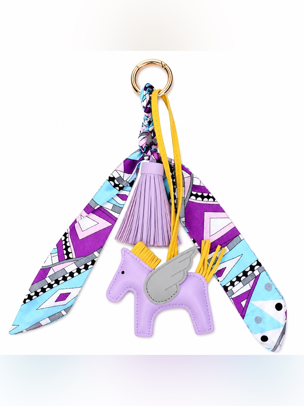Pegasus Keychain Charm with Tassel and Scarf